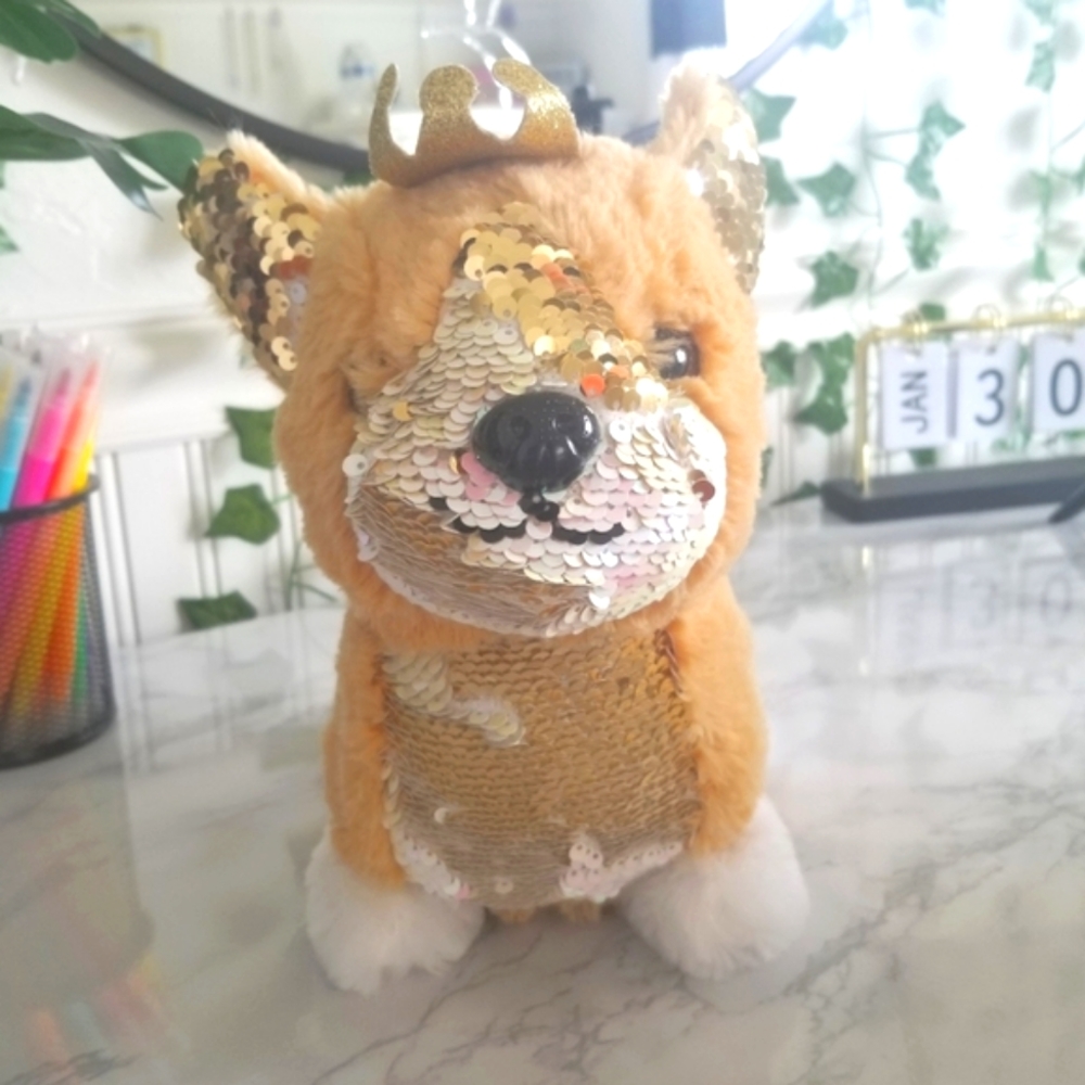 Rare Justice Dog Flip Sequence Plush